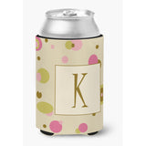 Letter K Initial Monogram - Tan Dots Can Or Bottle Beverage Insulator Hugger