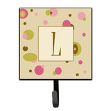 Caroline'S Treasures Cj1004-Lsh4 Letter L Initial Monogram-Tan Dots Leash Holder Or Key Hook, Small, Multicolor