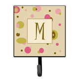 Caroline'S Treasures Cj1004-Msh4 Letter M Initial Monogram-Tan Dots Leash Holder Or Key Hook, Small, Multicolor