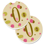 Caroline'S Treasures Letter O Initial Monogram - Tan Dots Set Of 2 Cup Holder Car Coasters Cj1004-Ocarc, 2.56, Multicolor