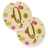 Caroline'S Treasures Letter Q Initial Monogram - Tan Dots Set Of 2 Cup Holder Car Coasters Cj1004-Qcarc, 2.56, Multicolor