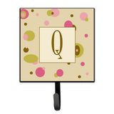 Caroline'S Treasures Cj1004-Qsh4 Letter Q Initial Monogram-Tan Dots Leash Holder Or Key Hook, Small, Multicolor
