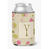 Letter Y Initial Monogram - Tan Dots Can Or Bottle Beverage Insulator Hugger