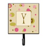 Caroline'S Treasures Cj1004-Ysh4 Letter Y Initial Monogram-Tan Dots Leash Holder Or Key Hook, Small, Multicolor