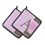 Caroline'S Treasures Letter A Monogram - Pink Stripes Pair Of Pot Holders Cj1005-Apthd, 7.5Hx7.5W, Multicolor