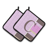 Caroline'S Treasures Letter C Initial Monogram - Pink Stripes Pair Of Pot Holders Cj1005-Cpthd, 7.5Hx7.5W, Multicolor