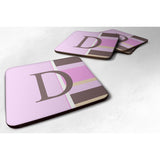 Caroline'S Treasures Cj1005-Dfc Monogram-Pink Stripes Foam Coasters (Set Of 4), Initial Letter D, 3.5 H X 3.5 W, Multi