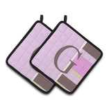 Caroline'S Treasures Letter G Initial Monogram - Pink Stripes Pair Of Pot Holders Cj1005-Gpthd, 7.5Hx7.5W, Multicolor