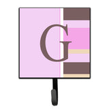 Caroline'S Treasures Cj1005-Gsh4 Letter G Initial Monogram-Pink Stripes Leash Holder Or Key Hook, Small, Multicolor