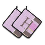 Caroline'S Treasures Letter H Initial Monogram - Pink Stripes Pair Of Pot Holders Cj1005-Hpthd, 7.5Hx7.5W, Multicolor