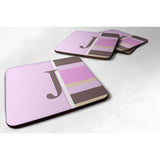 Caroline'S Treasures Cj1005-Jfc Monogram-Pink Stripes Foam Coasters (Set Of 4), Initial Letter J, 3.5 H X 3.5 W, Multi