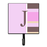 Caroline'S Treasures Cj1005-Jsh4 Letter J Initial Monogram-Pink Stripes Leash Holder Or Key Hook, Small, Multicolor