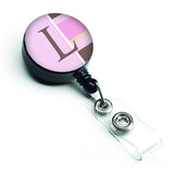 Caroline'S Treasures Letter L Initial Monogram, Pink Stripes Retractable Badge Reel, Multicolor (Cj1005-Lbr)