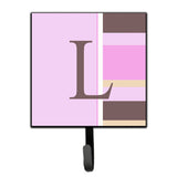 Caroline'S Treasures Cj1005-Lsh4 Letter L Initial Monogram-Pink Stripes Leash Holder Or Key Hook, Small, Multicolor