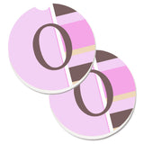 Caroline'S Treasures Letter O Initial Monogram - Pink Stripes Set Of 2 Cup Holder Car Coasters Cj1005-Ocarc, 2.56, Multicolor,