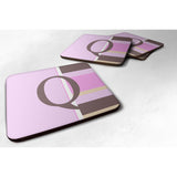 Caroline'S Treasures Cj1005-Qfc Monogram-Pink Stripes Foam Coasters (Set Of 4), Initial Letter Q, 3.5 H X 3.5 W, Multi