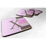 Caroline'S Treasures Cj1005-Xfc Monogram-Pink Stripes Foam Coasters (Set Of 4), Initial Letter X, 3.5 H X 3.5 W, Multi