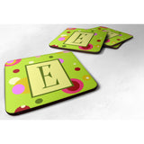 Caroline'S Treasures Cj1010-Efc Monogram-Green Foam Coasters (Set Of 4), Initial Letter E, 3.5 H X 3.5 W, Multicolor