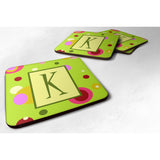 Caroline'S Treasures Cj1010-Kfc Monogram-Green Foam Coasters (Set Of 4), Initial Letter K, 3.5 H X 3.5 W, Multicolor