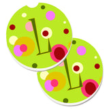 Caroline'S Treasures Letter L Monogram - Lime Green Set Of 2 Cup Holder Car Coasters Cj1010-Lcarc, 2.56, Multicolor