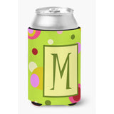 Letter M Initial Monogram - Green Can Or Bottle Beverage Insulator Hugger