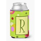 Letter R Initial Monogram - Green Can Or Bottle Beverage Insulator Hugger