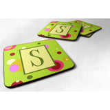 Caroline'S Treasures Cj1010-Sfc Monogram-Green Foam Coasters (Set Of 4), Initial Letter S, 3.5 H X 3.5 W, Multicolor