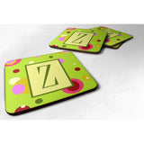 Caroline'S Treasures Cj1010-Zfc Monogram-Green Foam Coasters (Set Of 4), Initial Letter Z, 3.5 H X 3.5 W, Multicolor