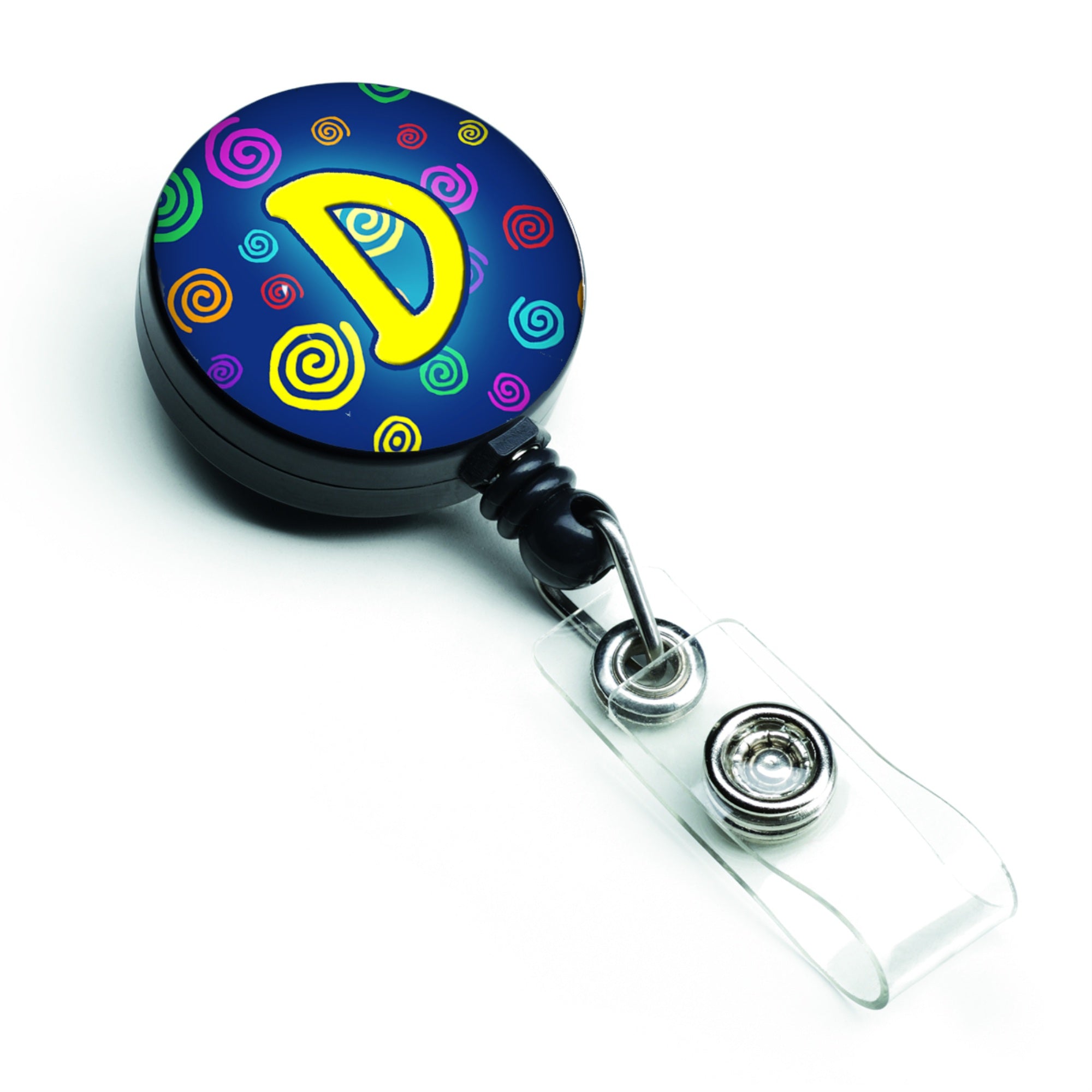 Caroline'S Treasures Letter D Initial Monogram, Blue Swirls Retractable Badge Reel, Multicolor (Cj1011-Dbr)