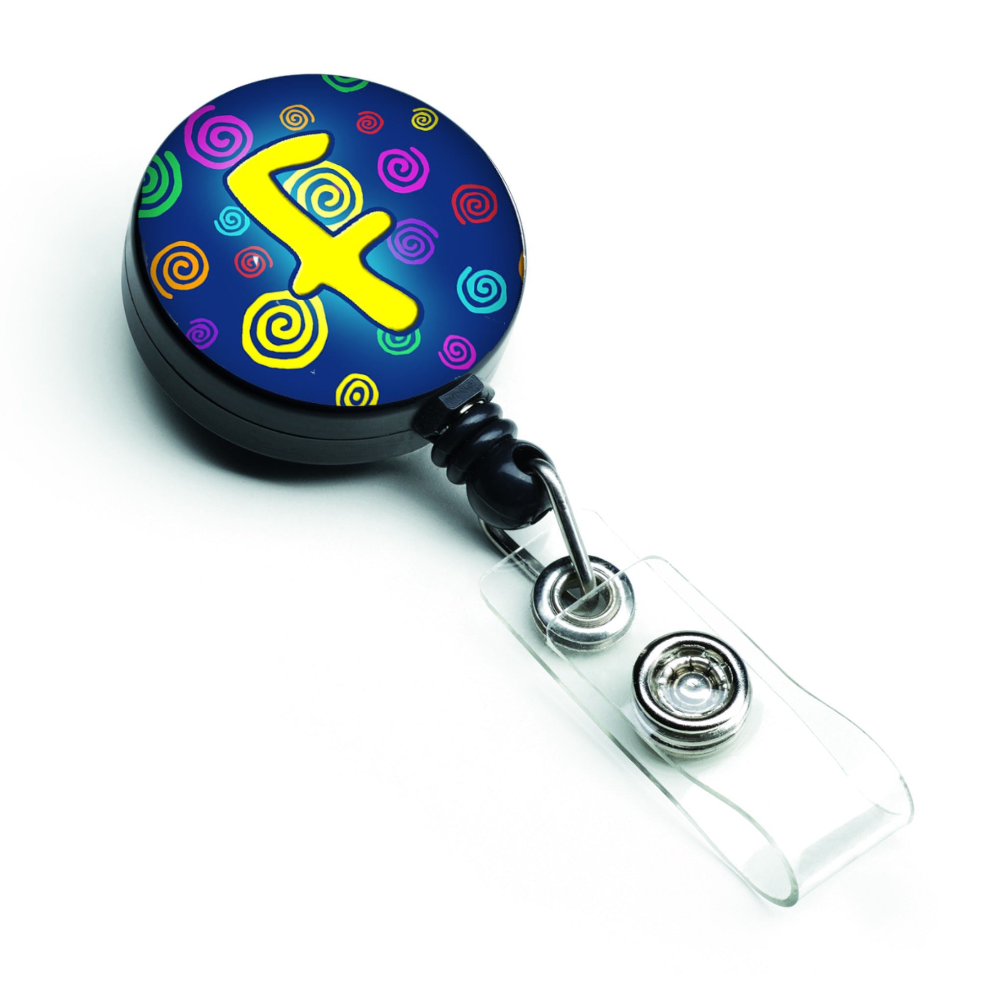 Caroline'S Treasures Letter F Initial Monogram, Blue Swirls Retractable Badge Reel, Multicolor (Cj1011-Fbr)