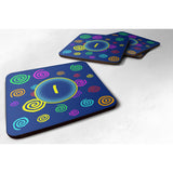 Caroline'S Treasures Cj1011-Ifc Monogram-Blue Swirls Foam Coasters (Set Of 4), Initial Letter I, 3.5 H X 3.5 W, Multic