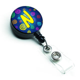 Caroline'S Treasures Letter N Initial Monogram, Blue Swirls Retractable Badge Reel, Multicolor (Cj1011-Nbr)