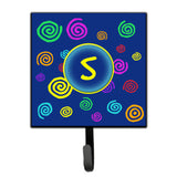 Caroline'S Treasures Cj1011-Ssh4 Letter S Initial Monogram-Blue Swirls Leash Holder Or Key Hook, Small, Multicolor