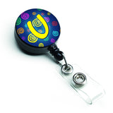 Caroline'S Treasures Letter U Initial Monogram, Blue Swirls Retractable Badge Reel, Multicolor (Cj1011-Ubr)