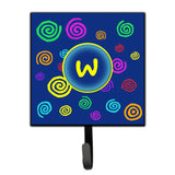 Caroline'S Treasures Cj1011-Wsh4 Letter W Initial Monogram-Blue Swirls Leash Holder Or Key Hook, Small, Multicolor