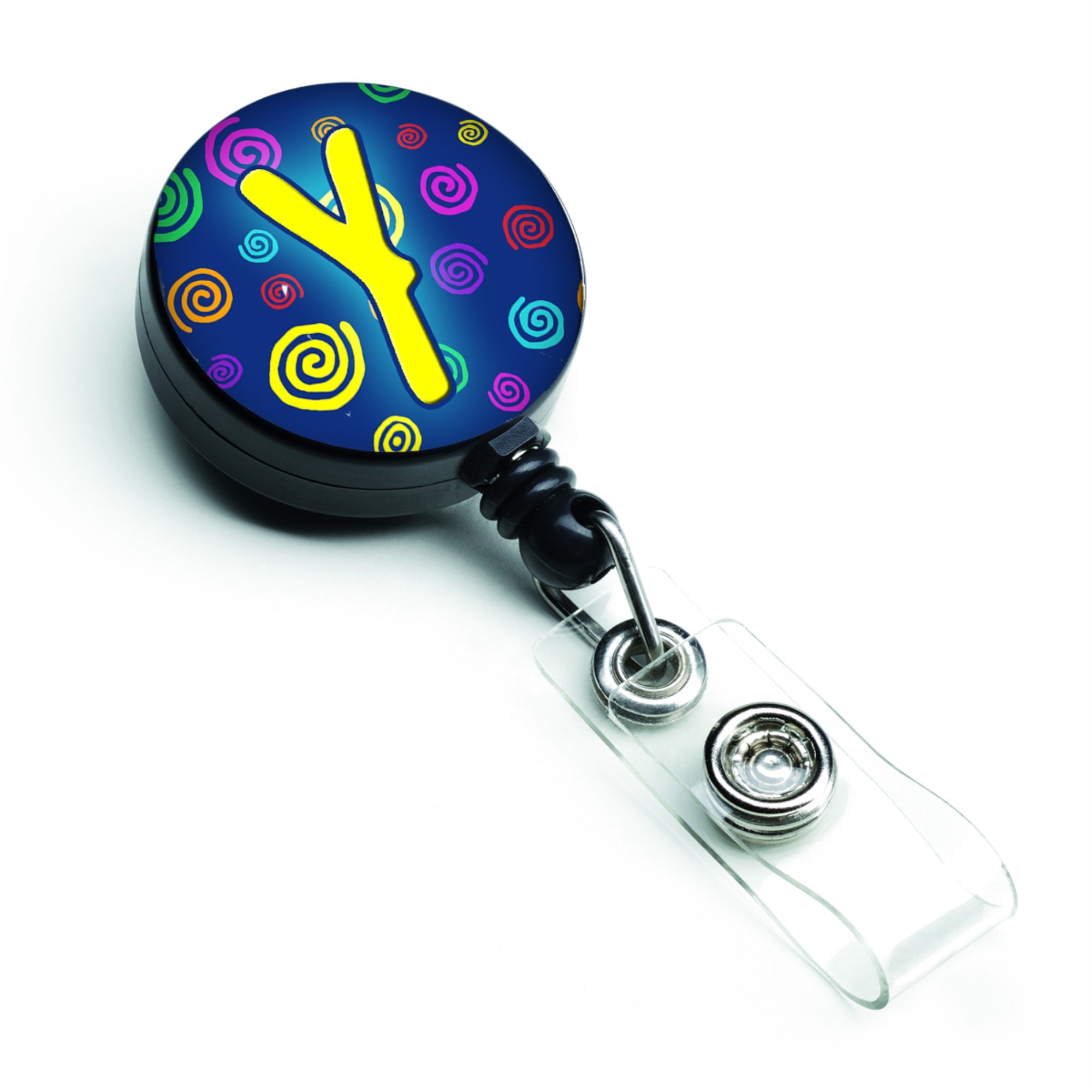 Caroline'S Treasures Letter Y Initial Monogram, Blue Swirls Retractable Badge Reel, Multicolor (Cj1011-Ybr)