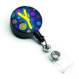 Caroline'S Treasures Letter Y Initial Monogram, Blue Swirls Retractable Badge Reel, Multicolor (Cj1011-Ybr)