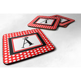 Caroline'S Treasures Cj1012-Afc Monogram-Red Black Polka Dots Foam Coasters (Set Of 4), Initial Letter A, 3.5 H X 3.5