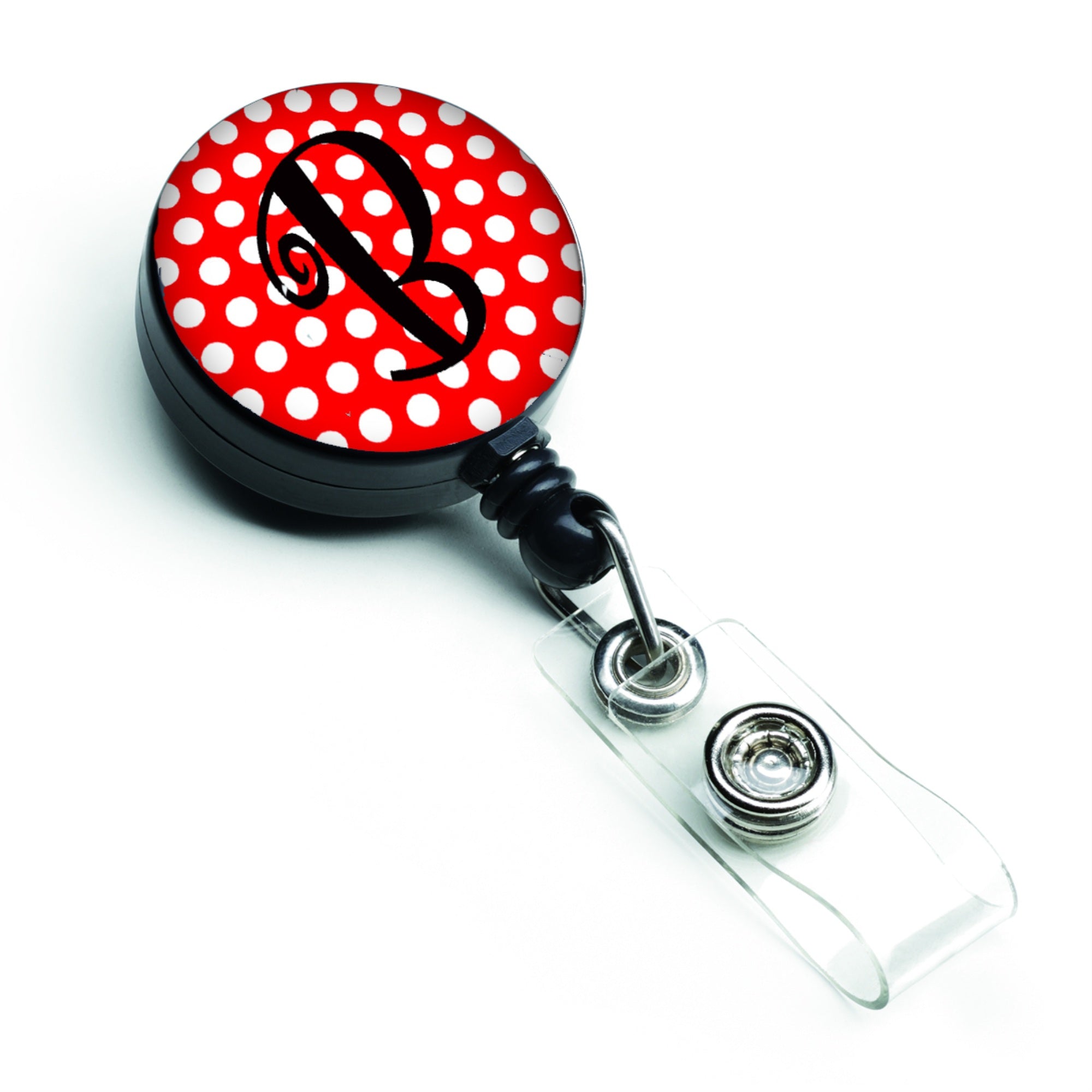Caroline'S Treasures Letter B Monogram Red Black Polka Dots Retractable Badge Reel, Multicolor (Cj1012-Bbr)