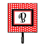 Caroline'S Treasures Cj1012-Bsh4 Letter B Initial Monogram-Red Black Polka Dots Leash Holder Or Key Hook, Small, Multicolor