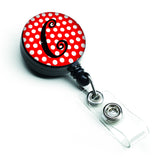 Caroline'S Treasures Letter C Monogram Red Black Polka Dots Retractable Badge Reel, Multicolor (Cj1012-Cbr)