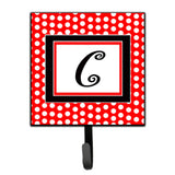 Caroline'S Treasures Cj1012-Csh4 Letter C Initial Monogram-Red Black Polka Dots Leash Holder Or Key Hook, Small, Multicolor