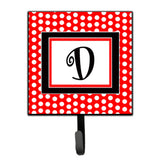 Caroline'S Treasures Cj1012-Dsh4 Letter D Initial Monogram-Red Black Polka Dots Leash Holder Or Key Hook, Small, Multicolor