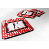 Caroline'S Treasures Cj1012-Efc Monogram-Red Black Polka Dots Foam Coasters (Set Of 4), Initial Letter E, 3.5 H X 3.5