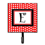 Caroline'S Treasures Cj1012-Esh4 Letter E Initial Monogram-Red Black Polka Dots Leash Holder Or Key Hook, Small, Multicolor