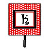 Caroline'S Treasures Cj1012-Ksh4 Letter K Initial Monogram-Red Black Polka Dots Leash Holder Or Key Hook, Small, Multicolor