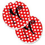 Caroline'S Treasures Letter M Initial Monogram Red Black Polka Dots Set Of 2 Cup Holder Car Coasters Cj1012-Mcarc, 2.56, Multi