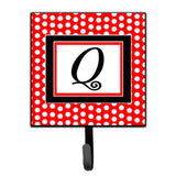 Caroline'S Treasures Cj1012-Qsh4 Letter Q Initial Monogram-Red Black Polka Dots Leash Holder Or Key Hook, Small, Multicolor