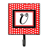 Caroline'S Treasures Cj1012-Ush4 Letter U Initial Monogram-Red Black Polka Dots Leash Holder Or Key Hook, Small, Multicolor