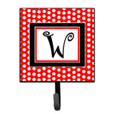 Caroline'S Treasures Cj1012-Wsh4 Letter W Initial Monogram-Red Black Polka Dots Leash Holder Or Key Hook, Small, Multicolor